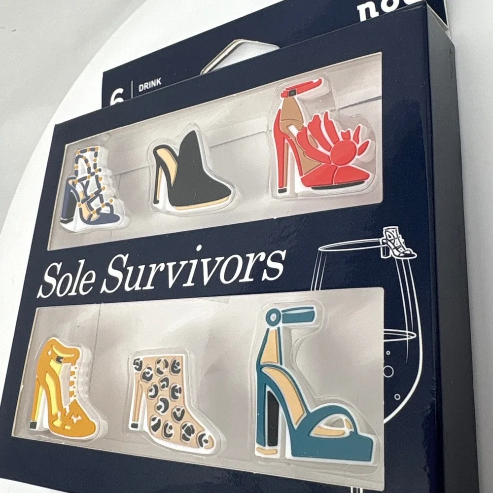 Nod Sole Survivors Shoe Drink Markers Posh‎ Wine Charms Set of 6 Host Party Gift